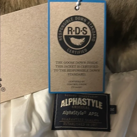 AlphaStyle Red, Blue, White and Golden with Faux Fur Goose Down Jacket Brand New - Picture 9 of 14